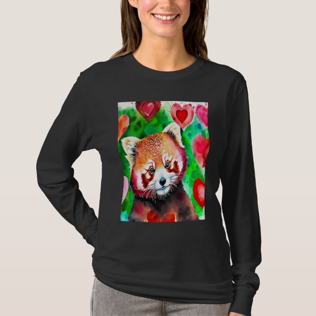Valentine's Day Love Heart Red Panda Girlfriend Fi T-Shirt (Vorderseite)