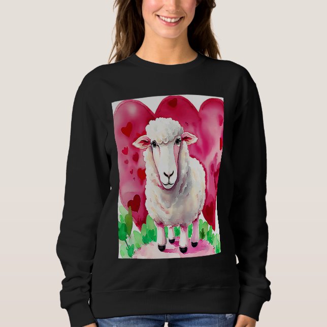 Valentine's Day Love Heart Sheep Girlfriend Fiancé Sweatshirt (Vorderseite)
