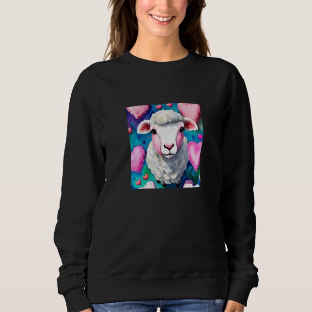 Valentine's Day Love Heart Sheep Girlfriend Fiancé Sweatshirt (Vorderseite)