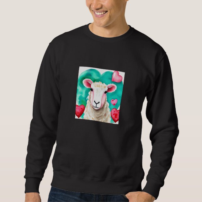 Valentine's Day Love Heart Sheep Girlfriend Fiancé Sweatshirt (Vorderseite)