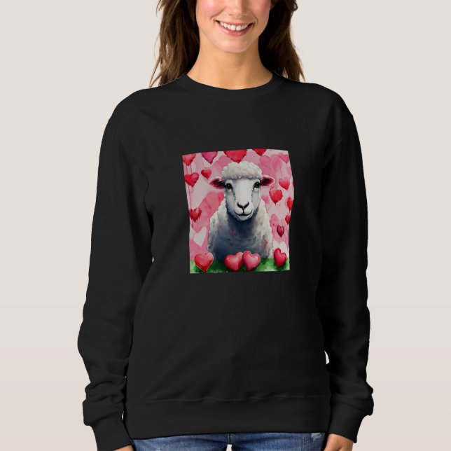 Valentine's Day Love Heart Sheep Girlfriend Fiancé Sweatshirt (Vorderseite)