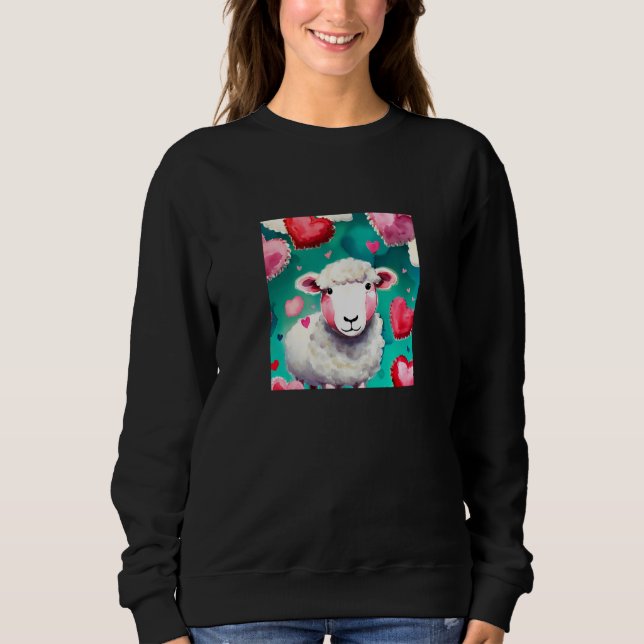 Valentine's Day Love Heart Sheep Girlfriend Fiancé Sweatshirt (Vorderseite)