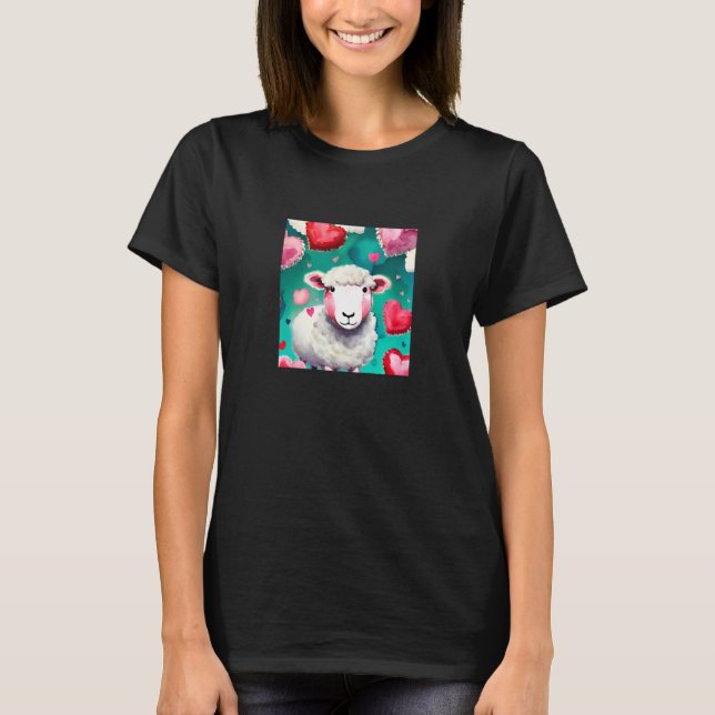 Valentine's Day Love Heart Sheep Girlfriend Fiancé T-Shirt (Vorderseite)