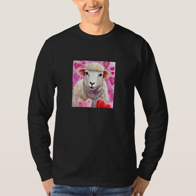 Valentine's Day Love Heart Sheep Girlfriend Fiancé T-Shirt (Vorderseite)