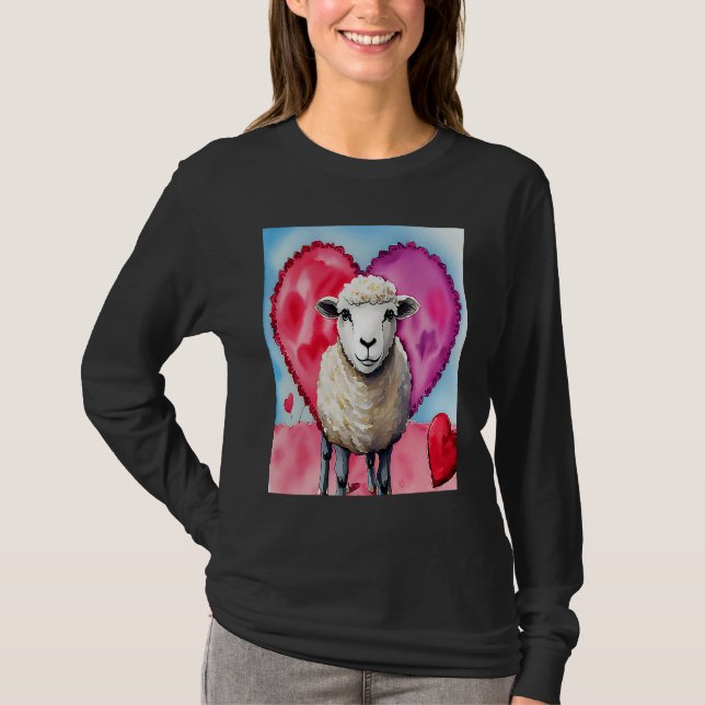 Valentine's Day Love Heart Sheep Girlfriend Fiancé T-Shirt (Vorderseite)
