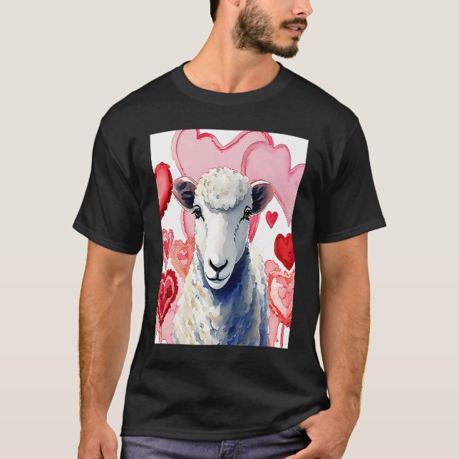 Valentine's Day Love Heart Sheep Girlfriend Fiancé T-Shirt (Vorderseite)