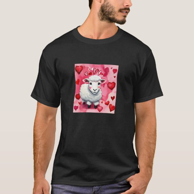 Valentine's Day Love Heart Sheep Girlfriend Fiancé T-Shirt (Vorderseite)