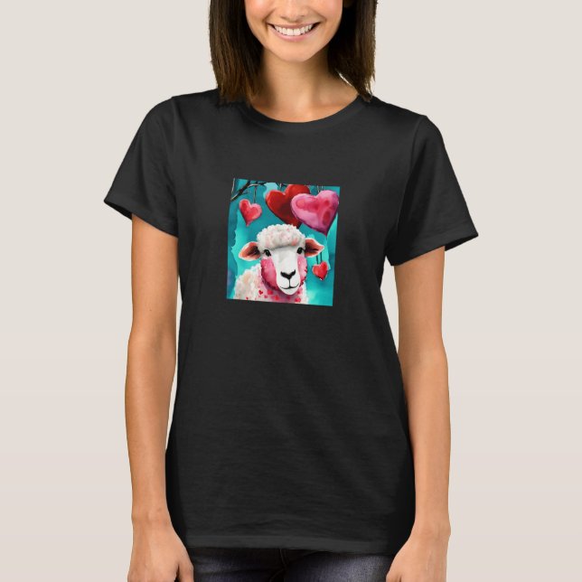 Valentine's Day Love Heart Sheep Girlfriend Fiancé T-Shirt (Vorderseite)
