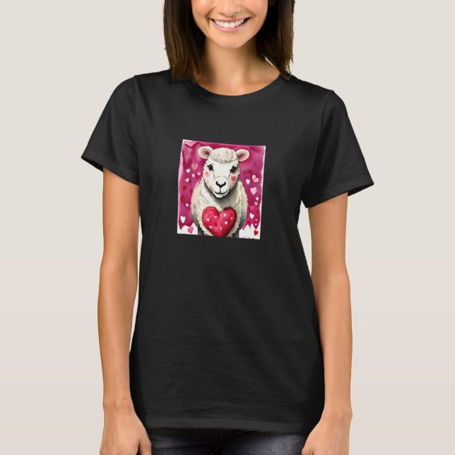 Valentine's Day Love Heart Sheep Girlfriend Fiancé T-Shirt (Vorderseite)