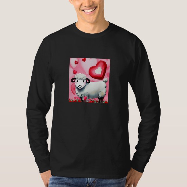Valentine's Day Love Heart Sheep Girlfriend Fiancé T-Shirt (Vorderseite)