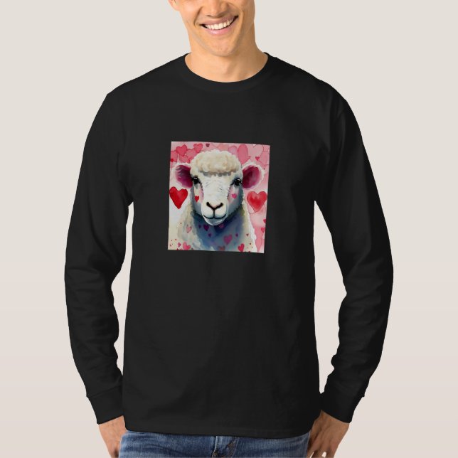 Valentine's Day Love Heart Sheep Girlfriend Fiancé T-Shirt (Vorderseite)