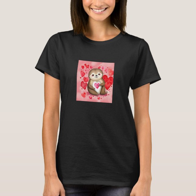Valentine's Day Love Heart Sloth Girlfriend Fiancé T-Shirt (Vorderseite)