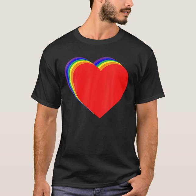 Valentines Day Love Hearts LGBT Gay Pride Flag Equ T-Shirt (Vorderseite)