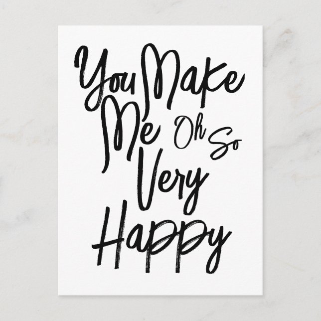 Valentine's Day Love You Make Me Happy Card. Postkarte (Vorderseite)