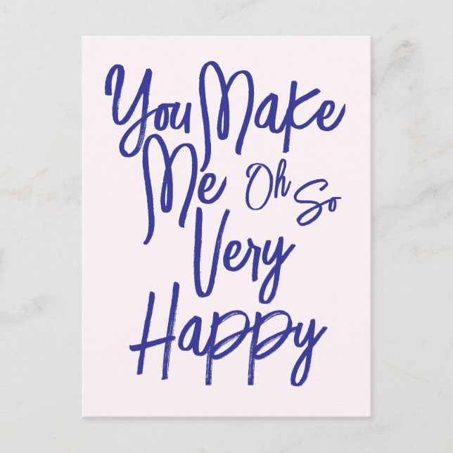 Valentine's Day Love You Make Me Happy Card. Postkarte (Vorderseite)