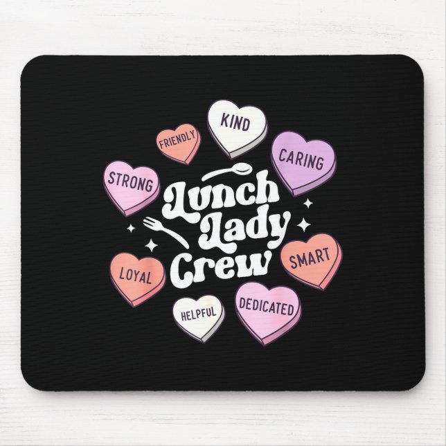 Valentines Day Lunch Lady Groovy Cafeteria Squad H Mousepad (Vorne)