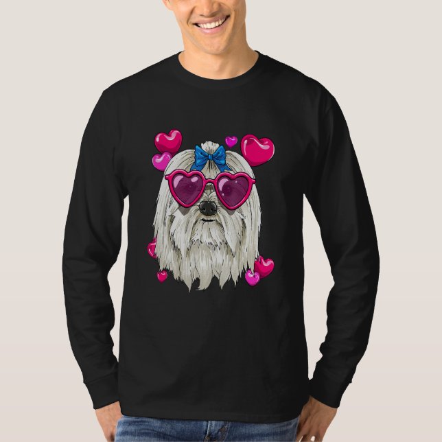 Valentines Day Maltese Heart Couples Maltese Dog T-Shirt (Vorderseite)