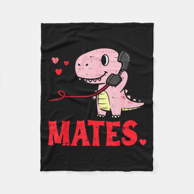 Valentines Day Matching Soulmates Mates Dino Coupl Fleecedecke (Vorderseite)