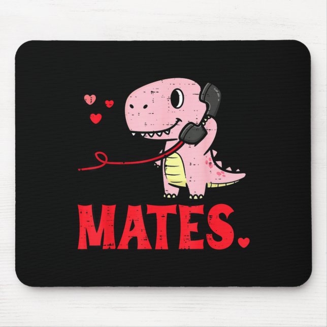 Valentines Day Matching Soulmates Mates Dino Coupl Mousepad (Vorne)