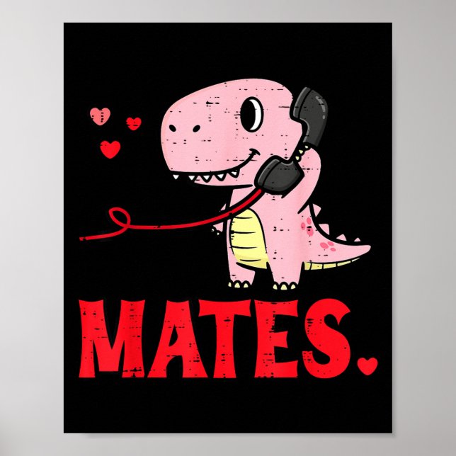 Valentines Day Matching Soulmates Mates Dino Coupl Poster (Vorne)