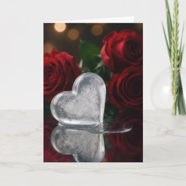 Valentine's Day Melting Ice Heat With Red Roses Karte (Vorderseite)