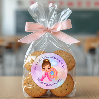 Valentine's Day Modern Gift with Cute Princess Runder Aufkleber