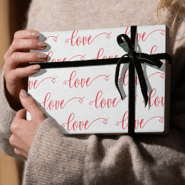 Valentine's Day Modern Love Heart Script Pattern Geschenkpapier