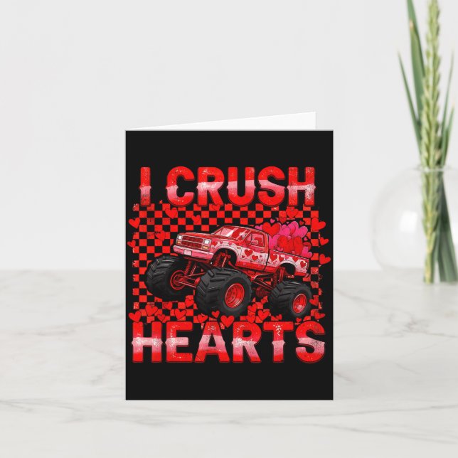 Valentines Day Monster Truck Crush Hearts Toddler  Karte (Vorderseite)
