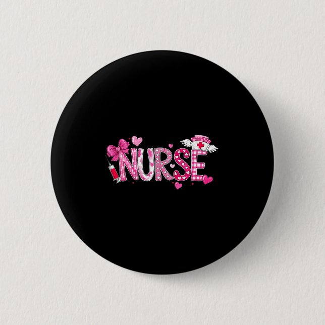 Valentines Day Nurse Graphic Nk Patterns For Woman Button (Vorderseite)