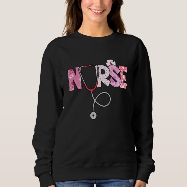 Valentines Day Nurse Heart Nursing Scrub Top RN Wo (Vorderseite)
