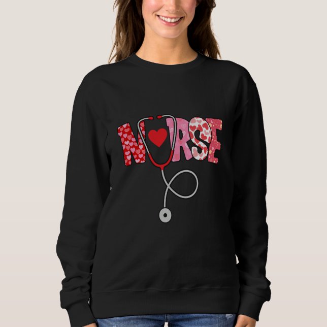 Valentines Day Nurse Heart Nursing Scrub Top RN Wo (Vorderseite)