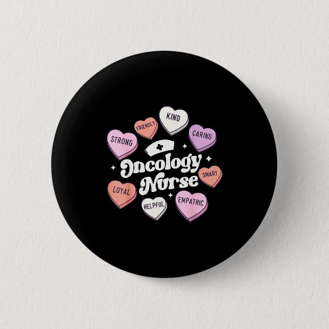 Valentines Day Oncology Nurse Cancer Suprt Groovy  Button (Vorderseite)