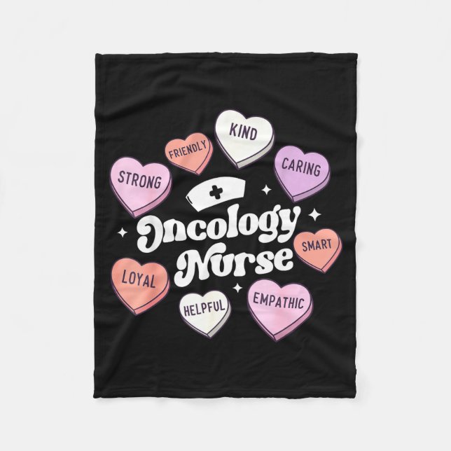 Valentines Day Oncology Nurse Cancer Suprt Groovy  Fleecedecke (Vorderseite)