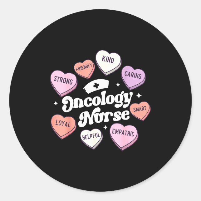 Valentines Day Oncology Nurse Cancer Suprt Groovy  Runder Aufkleber (Vorderseite)
