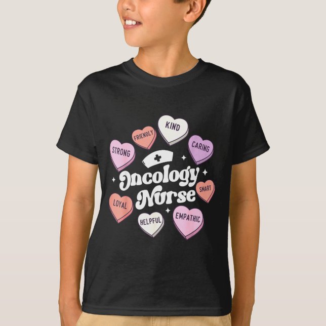 Valentines Day Oncology Nurse Cancer Suprt Groovy  T-Shirt (Vorderseite)
