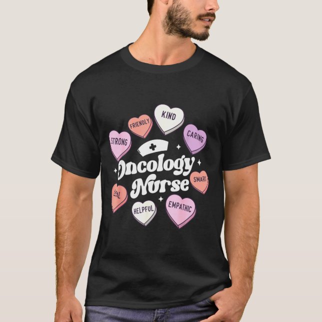 Valentines Day Oncology Nurse Cancer Suprt Groovy  T-Shirt (Vorderseite)