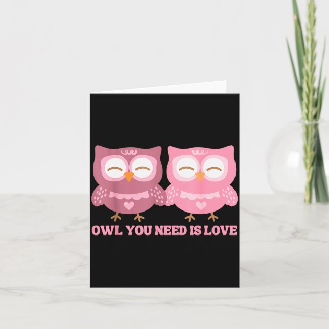 Valentines Day Owl You Need Is Love _ Cute Valenti Karte (Vorderseite)