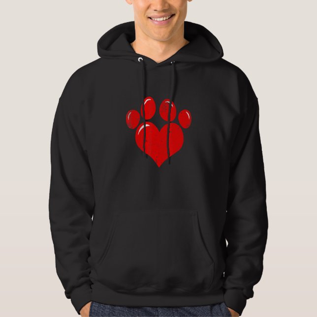 Valentine's Day Paw Print Heart Dog Cat Owner Cute Hoodie (Vorderseite)