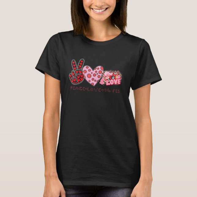 Valentine's Day Peace Sign Love 60's 70's Hippie T-Shirt (Vorderseite)