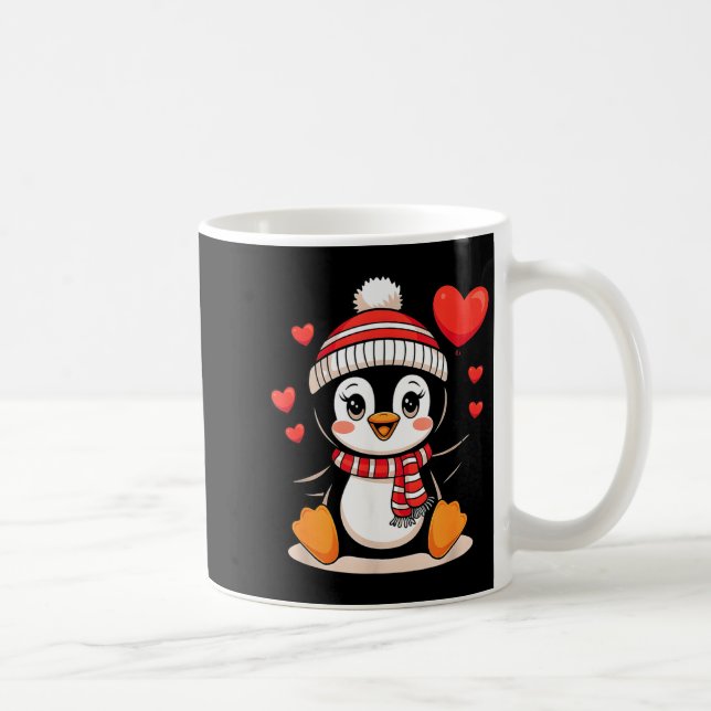Valentine's Day Penguin Heart Balloon Cute  Kaffeetasse (Rechts)