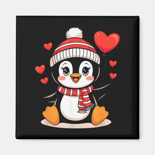 Valentine's Day Penguin Heart Balloon Cute  Magnet (Vorne)