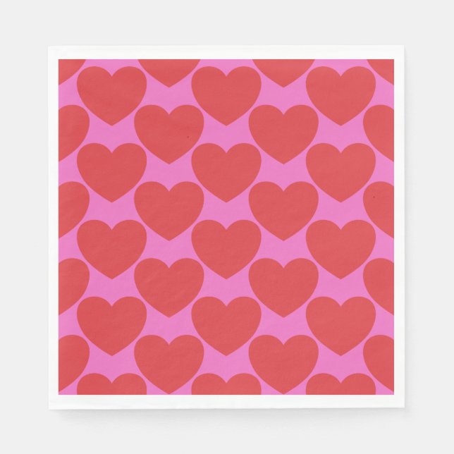 Valentine's Day Pink and Red Heart Pattern Party Serviette (Vorderseite)