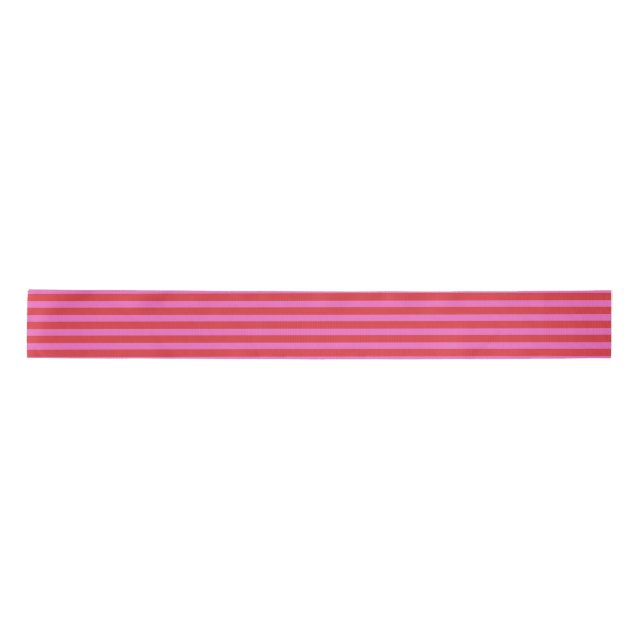 Valentine's Day Pink and Red Stripes Pattern Satinband (Vorderseite)