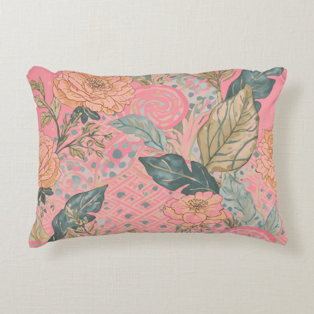 Valentines Day,Pink,Lovely Flowers,Modern, Trendy Dekokissen (Vorderseite)