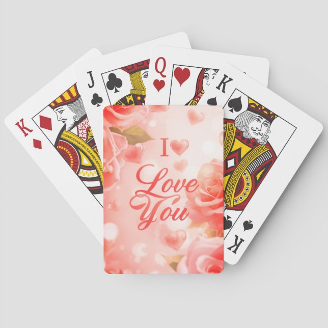 Valentine's Day Pink + White Classic Playing Cards Spielkarten (Rückseite)