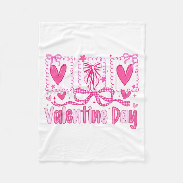 Valentines Day Preppy Hearts Coquette Bow Women Gi Fleecedecke (Vorderseite)