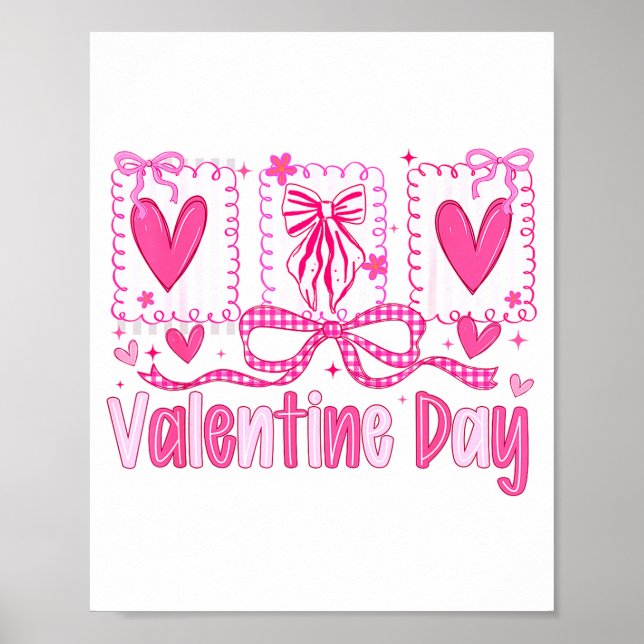 Valentines Day Preppy Hearts Coquette Bow Women Gi Poster (Vorne)