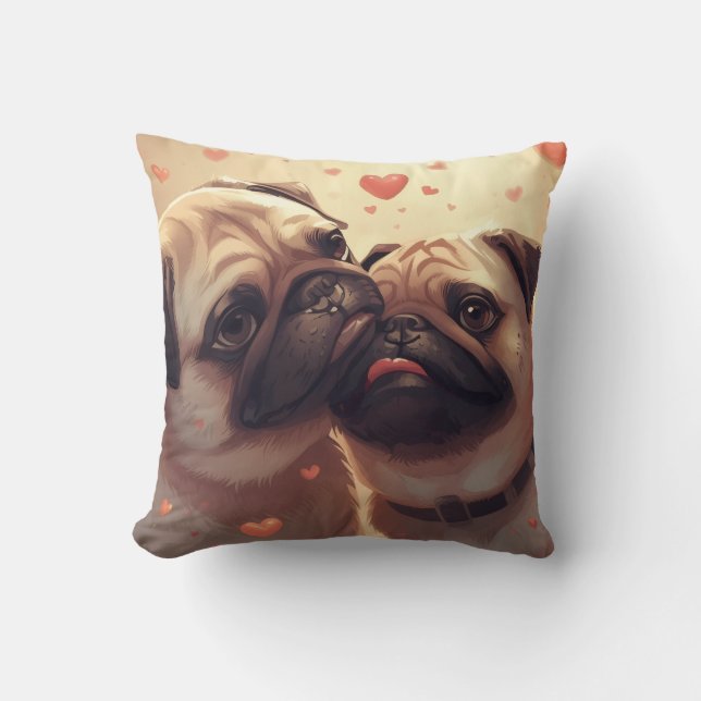 Valentine's Day Pug Love Pillow Kissen (Vorderseite)