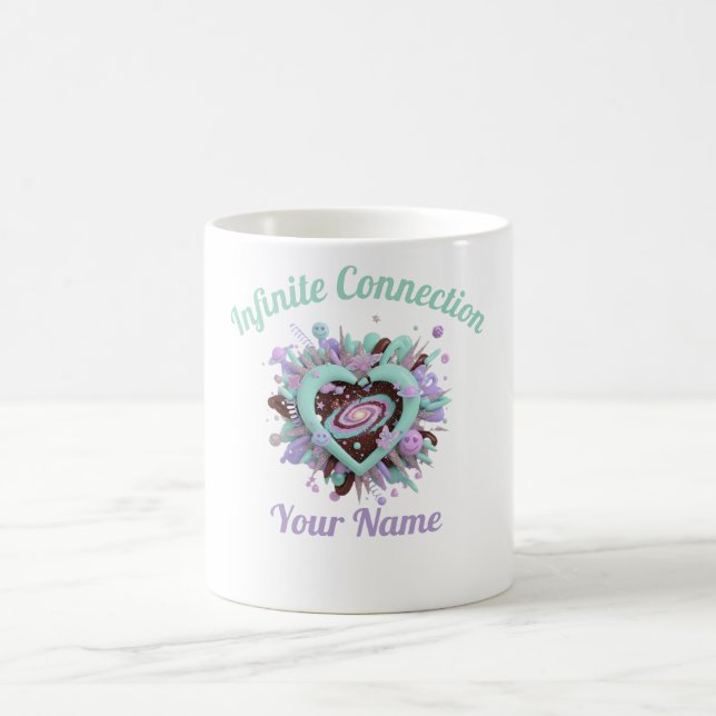 Valentine's Day & Purple and teal Personalized Mug Kaffeetasse (Mittel)