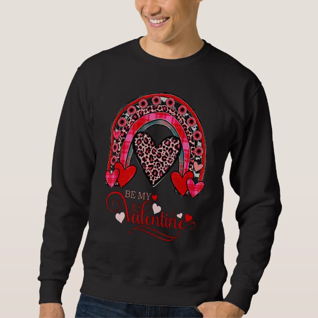 Valentines Day Rainbow Lip Heart Leopard Girls Wom Sweatshirt (Vorderseite)